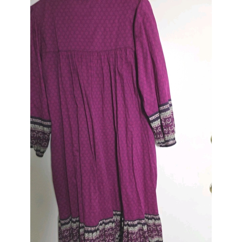 Anna Sui Womens Long Sleeve Print Dress Purple Size S Casual Lightweight - Picture 7 of 10